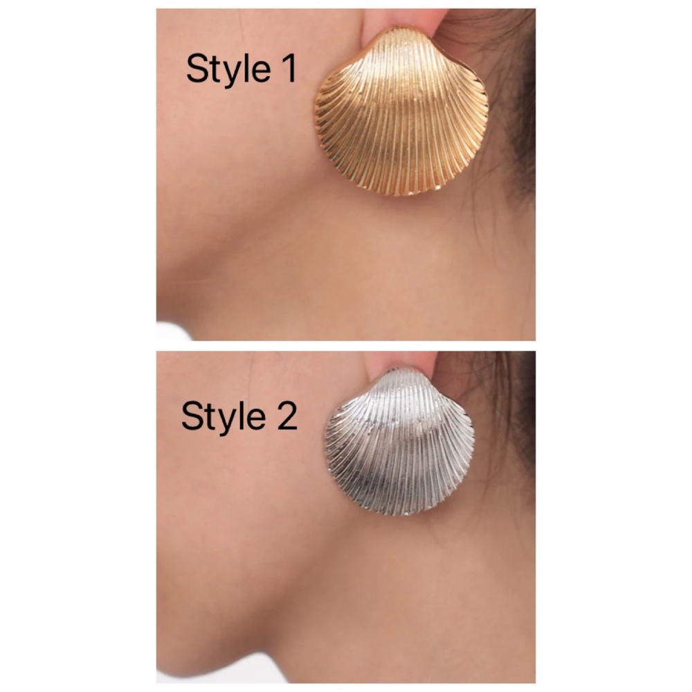 Big Alloy Shell Stud Beach Earrings